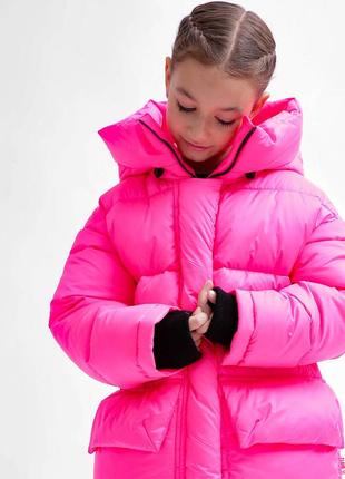 Пуховая куртка для девочек ярко-розовая &lt;unk&gt; 745602 фото