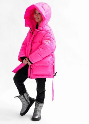 Пуховая куртка для девочек ярко-розовая &lt;unk&gt; 745604 фото