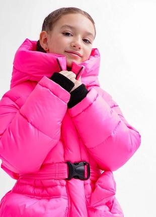 Пуховая куртка для девочек ярко-розовая &lt;unk&gt; 745607 фото