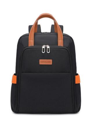 Рюкзак жіночий міський тканинний з відділом для ноутбука чорний (код: ibr199b )