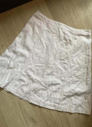 Белая льняная юбка-трапеция льняная юбка миди юбка из льна peacocks 12/l1 фото