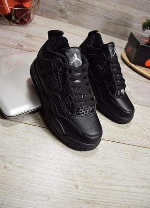 Мужские кроссовки nike neck air jordan 4 black зима