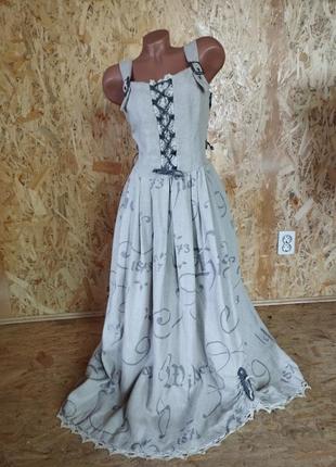Льняное баварское платье дирндль октоберфест баварский сарафан этно2 фото