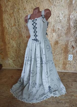 Льняное баварское платье дирндль октоберфест баварский сарафан этно