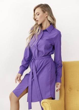 Фиолетовое платье-рубашка2 фото