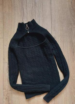 В'язаний чорний светр джемпер пуловер вязаный черный свитер джемпер пуловер3 фото