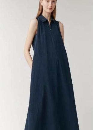 Фирменное летнее коттоновое платье сарафан новая коллекция цвет бежевый cos4 фото