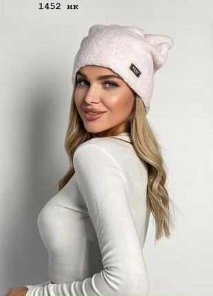 Женская шапка

ткань - полированная турецкая махра.
цвет: пудра, розовый4 фото
