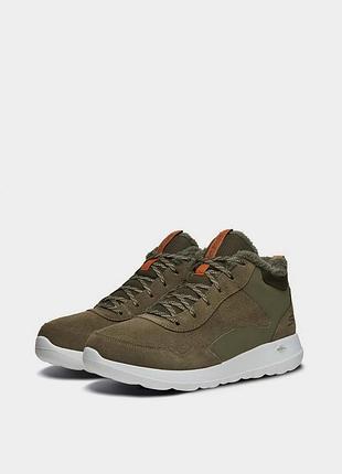 Теплые мужские ботинки кроссовки skechers go walk max olive