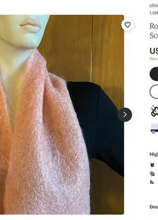 Розовый мохеровый шарф винтаж st. michael marks &amp; spencer5 фото