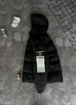 Мужская зимняя куртка stone island черная до -20*с пуховик стон айленд с капюшоном (bon)4 фото