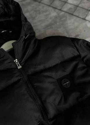 Чоловіча зимова куртка stone island чорна до -20*с пуховик стон айленд з капюшоном (bon)2 фото