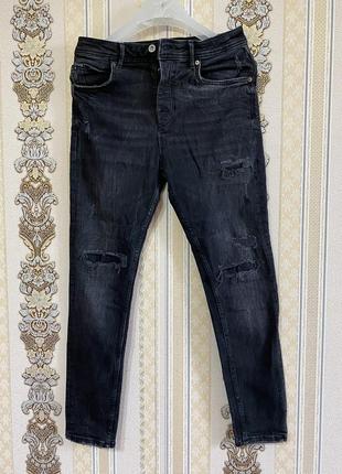 Стильні довгі джинси, темно-серые джинсовые штаны зара