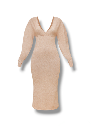 Теплое платье джемпер с декольте пристально розовое вязаное от prettylittlething
