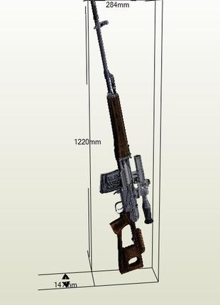 Paperkhan конструктор з картону свд снайперская винтовка драгунова макет модель паперкрафт подарунок сувенір 3d  фігура интерьер