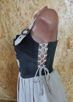 Льняное баварское платье дирндль октоберфест баварский сарафан этно6 фото