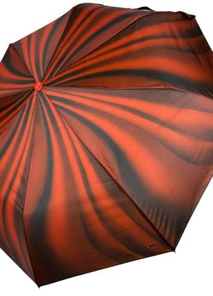 Женский зонт полуавтомат с абстрактным принтом на 8 спиц от toprain, красная ручка, 02055-3