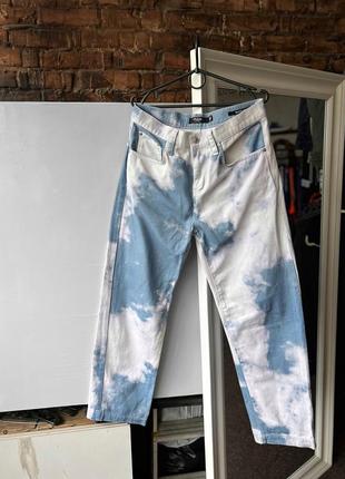 Jaded london men’s tie-dye denim jeans blue/white skate fit джинси