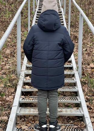 Зимняя куртка для мальчика на овчине/ детское черное пальто для детей (р 116 122 128 134 140 146 152) - зима8 фото