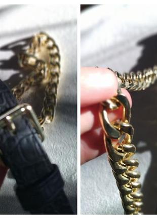 Стильний пасок ремінь h&m з тисненням під рептилію золотий важкий металевий масивний ланцюг з ланцюжоком пояс в стилі chanel7 фото