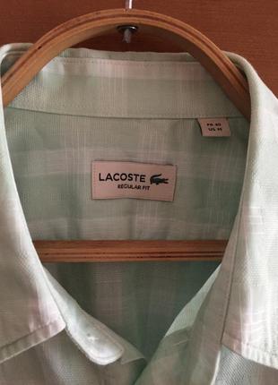 Классная мужская рубашка с коротким рукавом  «lacoste».2 фото