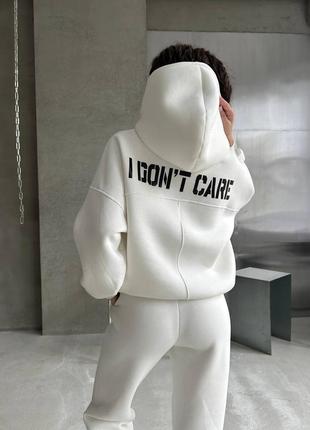 Спортивный костюм с надписью i don’t care худи + штаны турецкая 🇹🇷якісна трьохнитка на флісі5 фото
