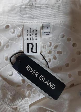 Джинсовий комбінезон, ромпер шортами з ажурною вишивкою ришельє river island7 фото