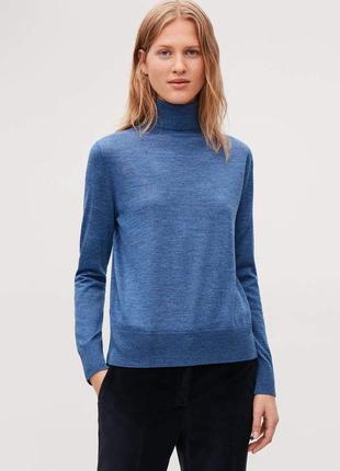 Uniqlo  woolmark голубой свитер с  высоким горлом10 фото