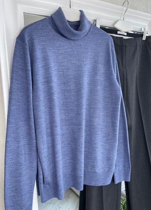 Uniqlo  woolmark голубой свитер с  высоким горлом6 фото