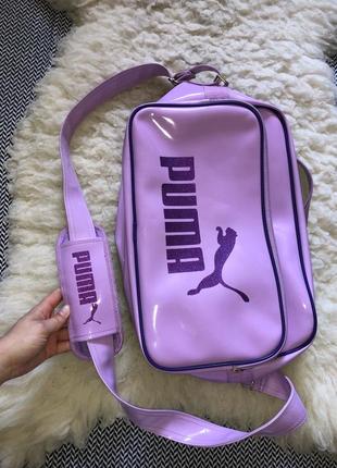 Винтажная спортивная сумка puma лакована лакированная оригинал в спортзал винтаж ретро вінтаж спортивна7 фото