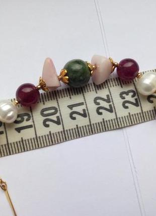 Ожерелье, натуральный  жемчуг, жадеит, кварц5 фото