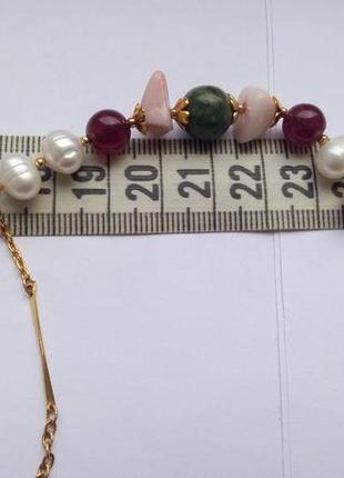 Ожерелье, натуральный  жемчуг, жадеит, кварц6 фото