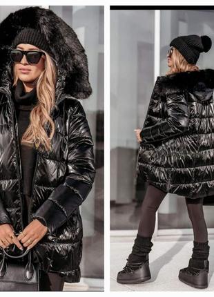 Женская зимняя куртка ✨ лаковая женская куртка для зимы