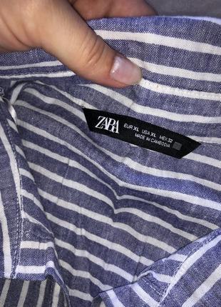Zara рубашка блуза в полоску примесь льна льняная льон в смужку сорочка9 фото