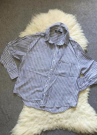 Zara рубашка блуза в полоску примесь льна льняная льон в смужку сорочка4 фото