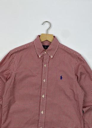 Оригианальная мужская рубашка в клетку polo ralph lauren cotton plaid shirt2 фото