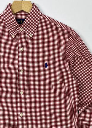 Оригианальная мужская рубашка в клетку polo ralph lauren cotton plaid shirt4 фото