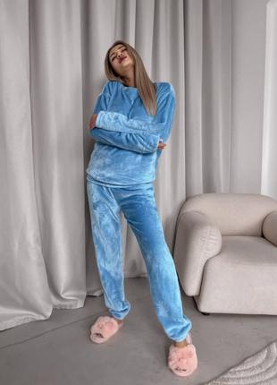 Тёплая пижама махровая белая молочная бежевая коричневая мокко серые голубая розовая барби домашний костюм комплект для дома брюки штаны свитер кофта