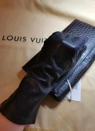Распродажа ❗кожаные длинные перчатки коричневые шоколад2 фото