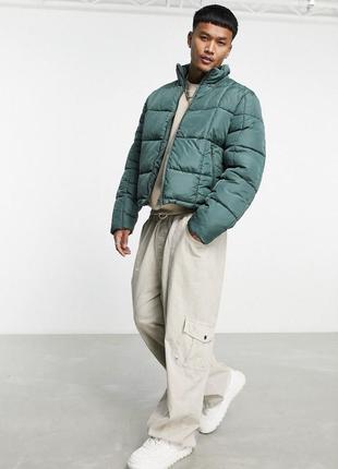 Изумрудная дутая куртка asos, новая, оригинал, асос, пуховик, пуффер, puffer, ветровка, теплая, зеленая, мятная, укороченная, стильная, трендовая