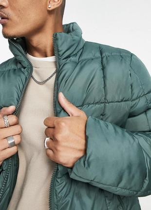 Изумрудная дутая куртка asos, новая, оригинал, асос, пуховик, пуффер, puffer, ветровка, теплая, зеленая, мятная, укороченная, стильная, трендовая2 фото