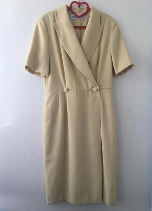 Винтаж трендовое благородное платье пиджак, шерстяное, цвет ваниль2 фото