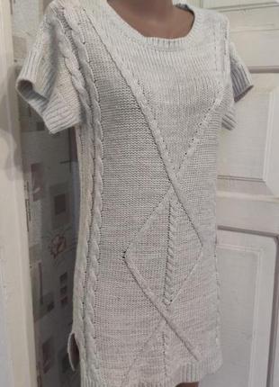 Вязаное платье туника свитер.1 фото