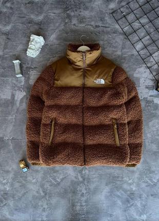 Зимова куртка the north face плюшева чоловіча жіноча оверсайз коричнева до -30*с пуховик зе норд фейс (bon)