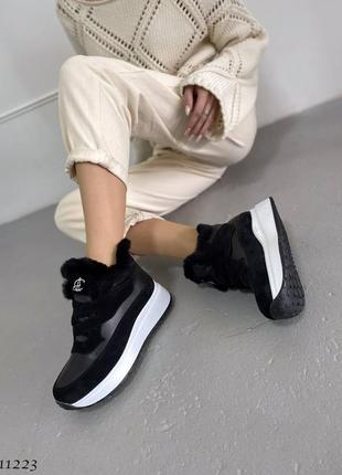 Зимние ботинки на липучке,
цвет: черный, натуральная кожа/замша2 фото