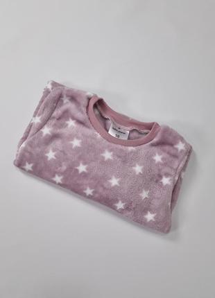 Тепла піжама махра на дівчинку зірки рожева пудра9 фото