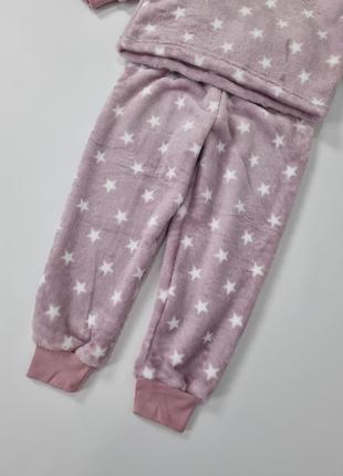 Тёплая пижама махра на девочку звезды розовые пудра6 фото