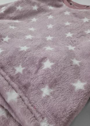 Тепла піжама махра на дівчинку зірки рожева пудра3 фото
