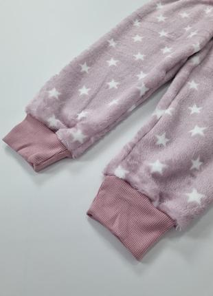 Тепла піжама махра на дівчинку зірки рожева пудра5 фото