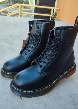 Ботинки мужские зимние dr. martens 1460 winter black кожаные черные6 фото